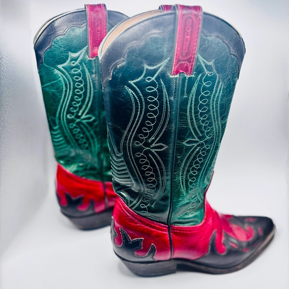 Boulet Womens Cowboy Boots Size 5.5 B Tricolor Leather